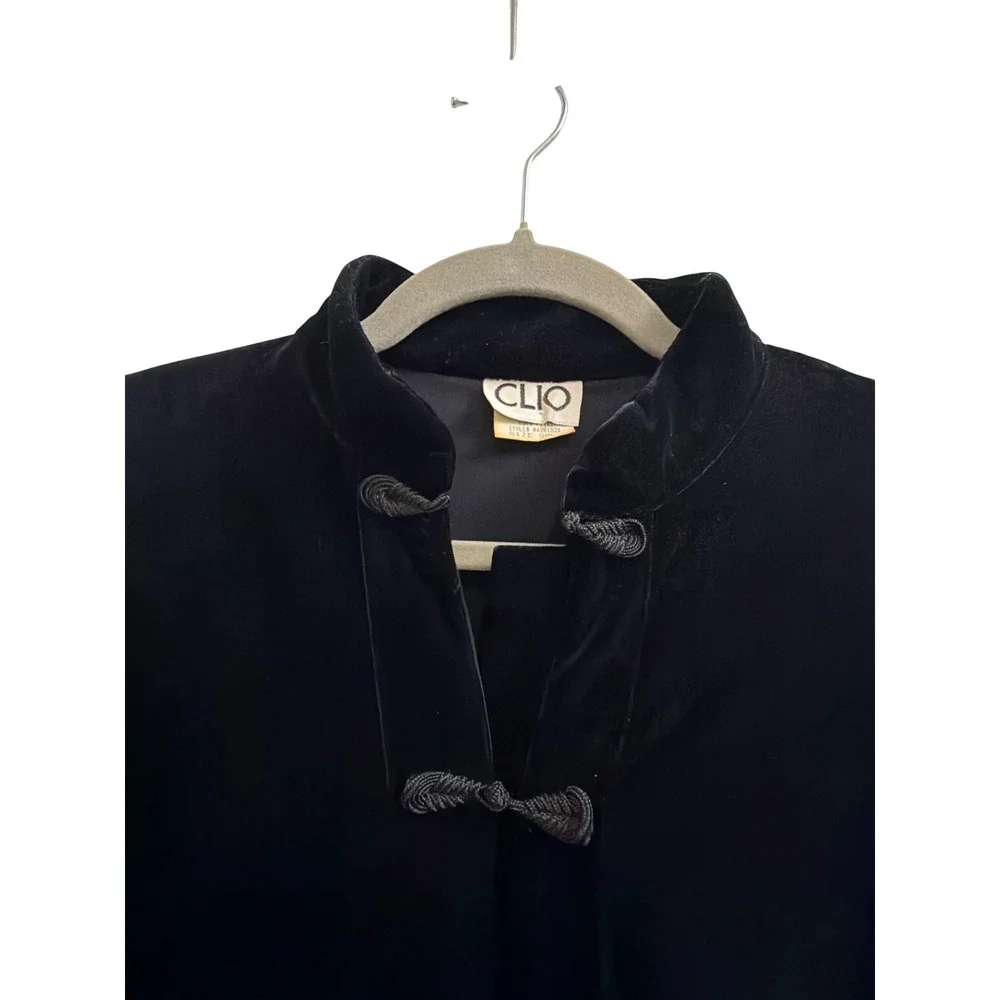 Vintage Clio Jacket Velvet Goth Romantic Womens Small Black Frog Toggle Top